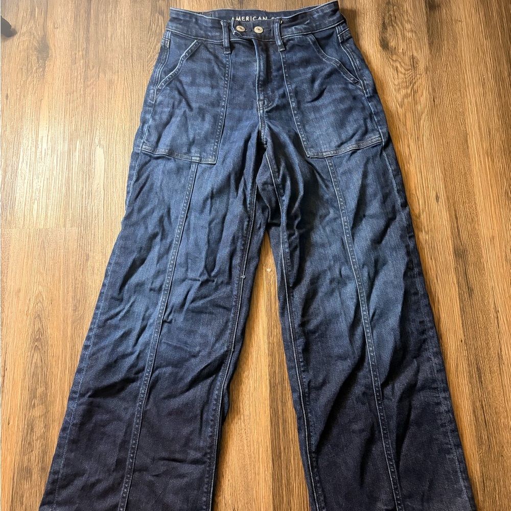 American Eagle Outfitters Indigo Wide-Leg Flare Jeans